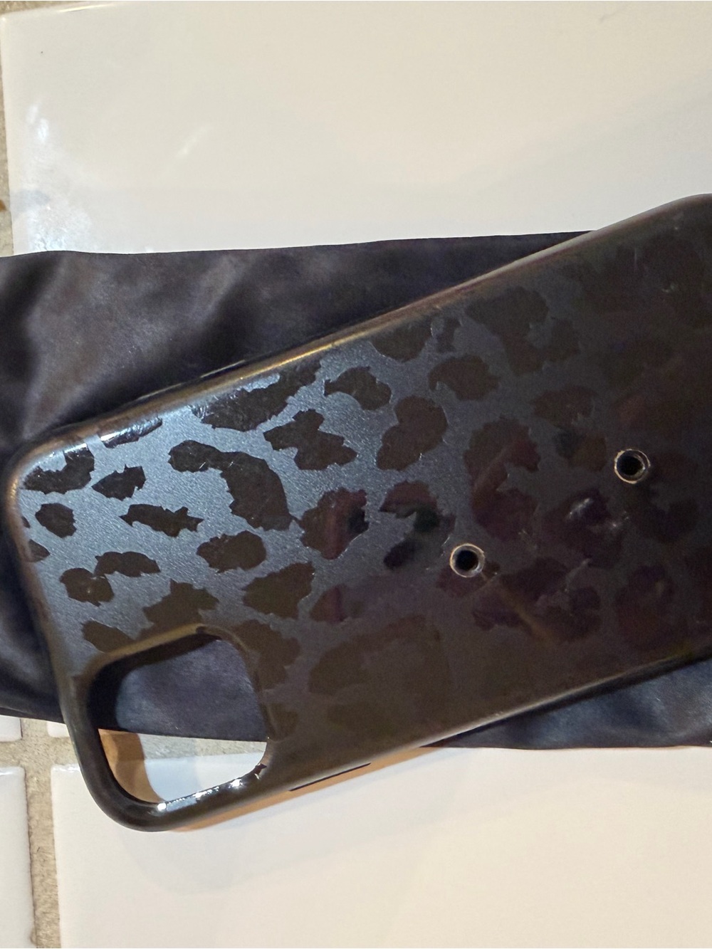 Loopy Case Black Gloss Leopard Print Phone Case